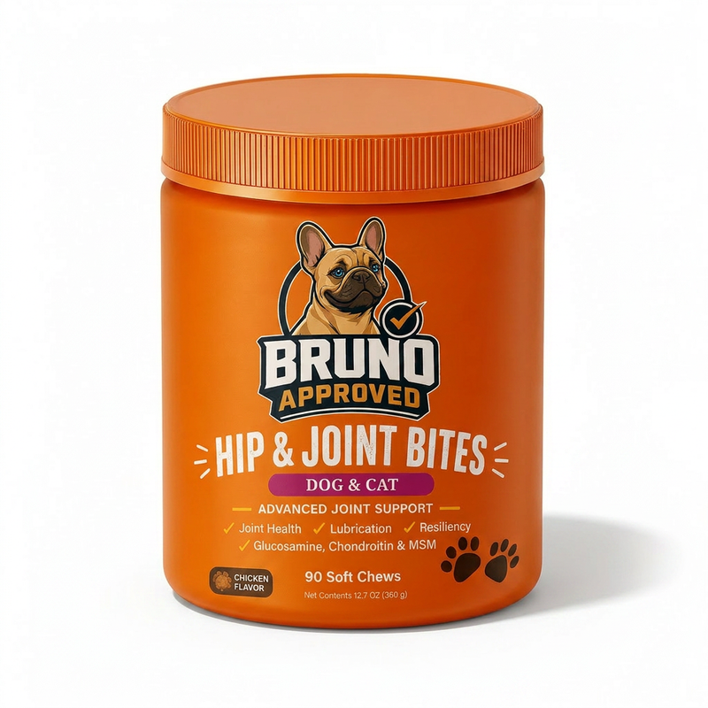 Bruno Approved Hip & Joint Bites jar on white background